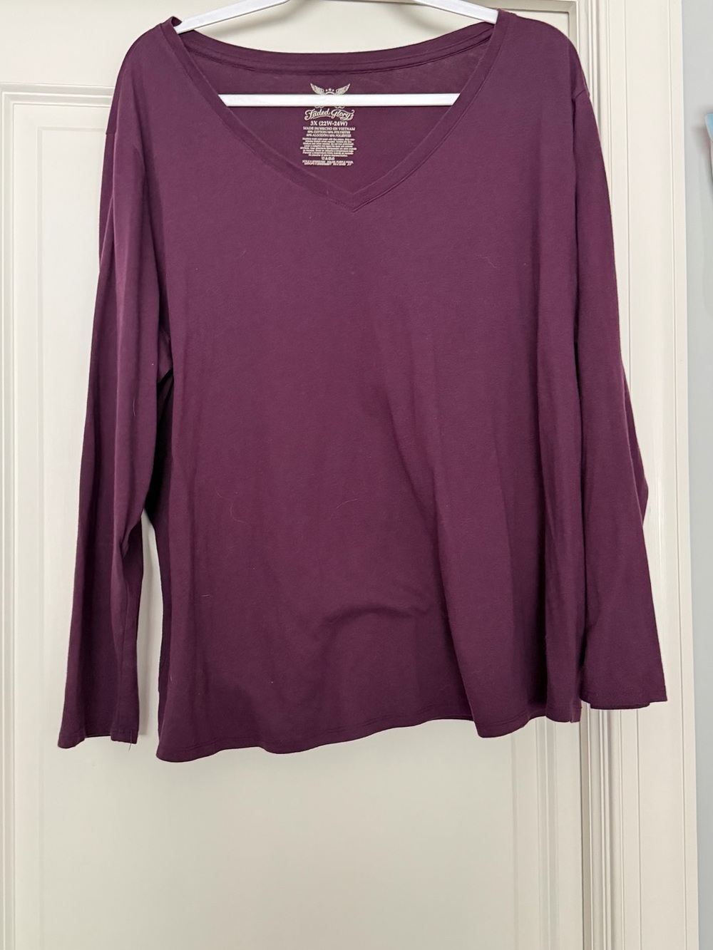 Women’s V-Neck Long Sleeve Top - Plum 3xl